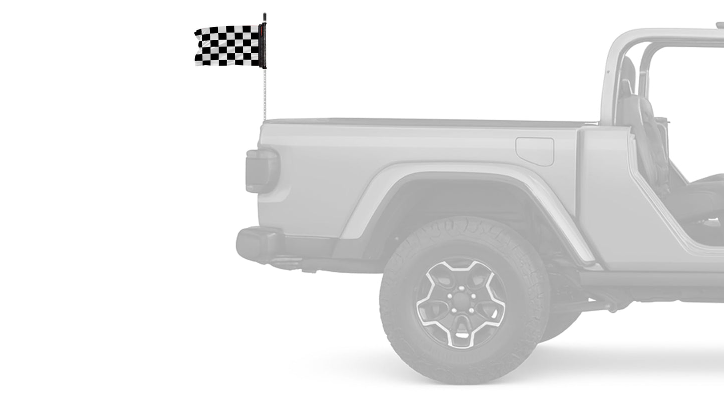 Checkered 12"x18" Forever Wave Flag for Jeep Wrangler JLU 4-Door 2018-Present
