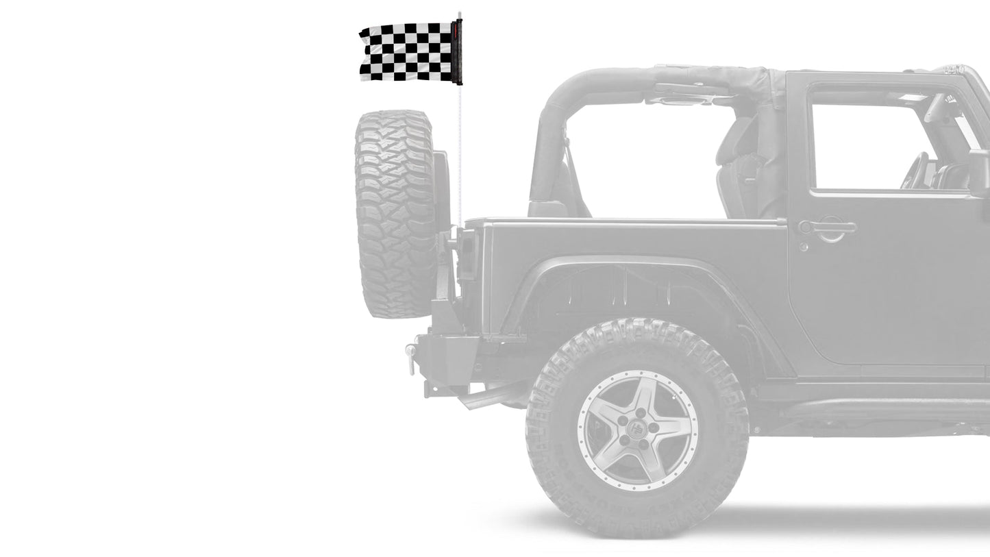 Checkered 12"x18" Forever Wave Flag for Jeep Wrangler CJ-7 and CJ-8 1976-1986