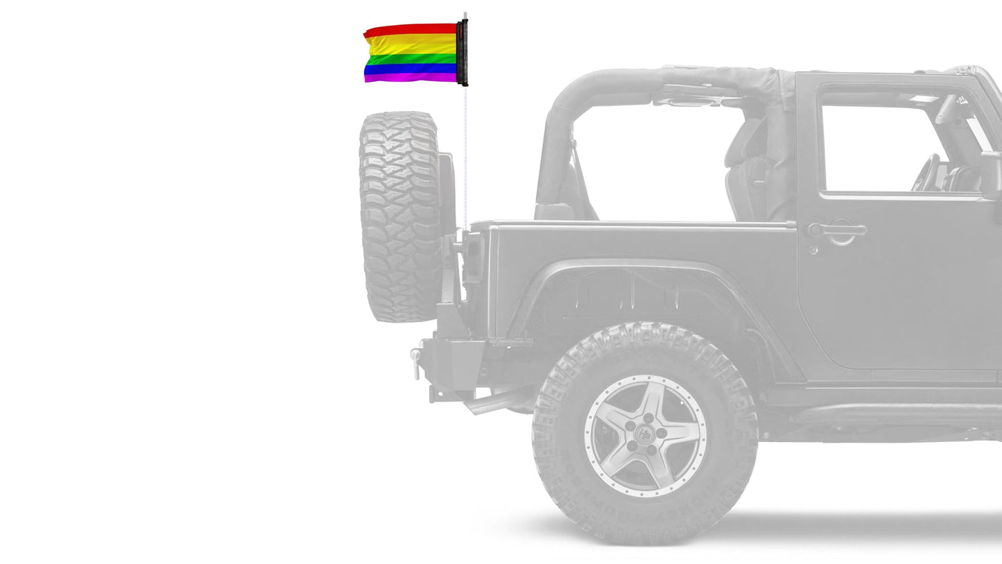 Rainbow 12"x18" Forever Wave Flag for Jeep Wrangler JLU 4-Door 2018-Present
