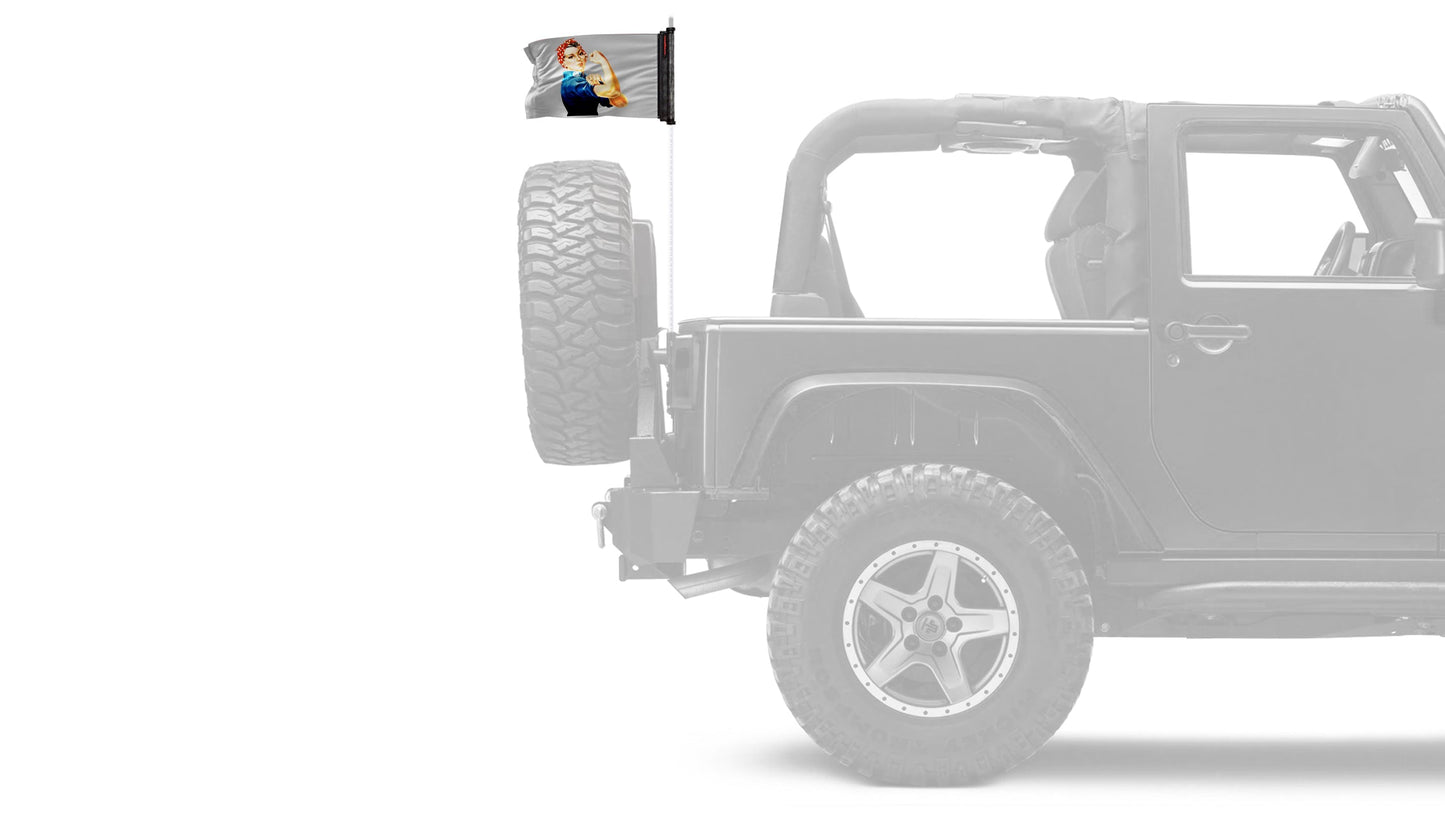 Rosie The Riveter 12"x18" Forever Wave Flag for Jeep Wrangler JLU 4-Door 2018-Present