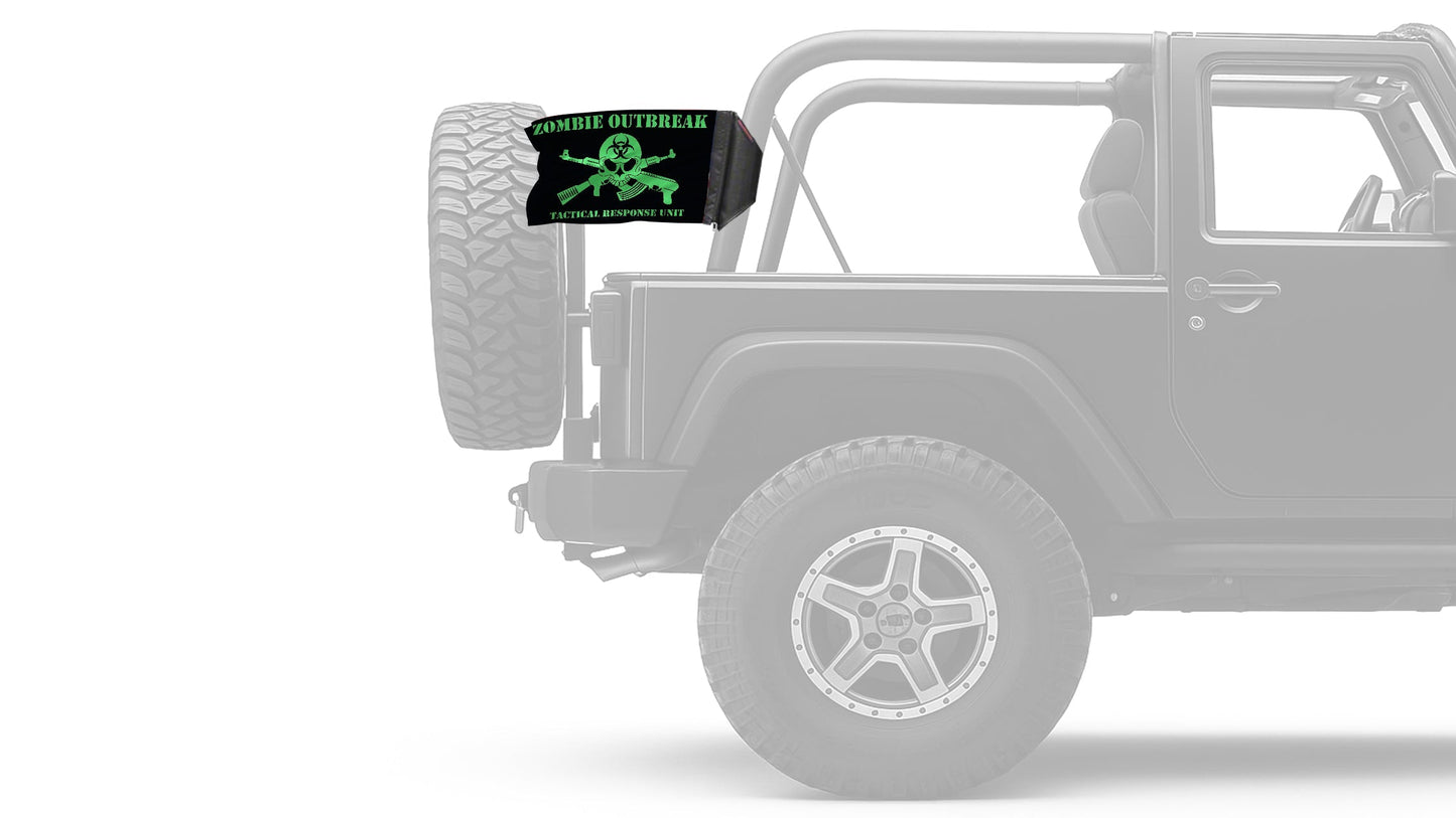 Zombie Outbreak Tactical Response Unit 12"x18" Forever Wave Flag for Jeep Wrangler JL 2-Door 2018-Present