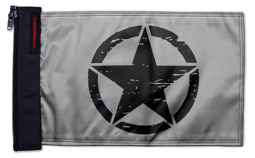 Oscar Mike 12"x18" Forever Wave Flag for Jeep Wrangler JLU 4-Door 2018-Present