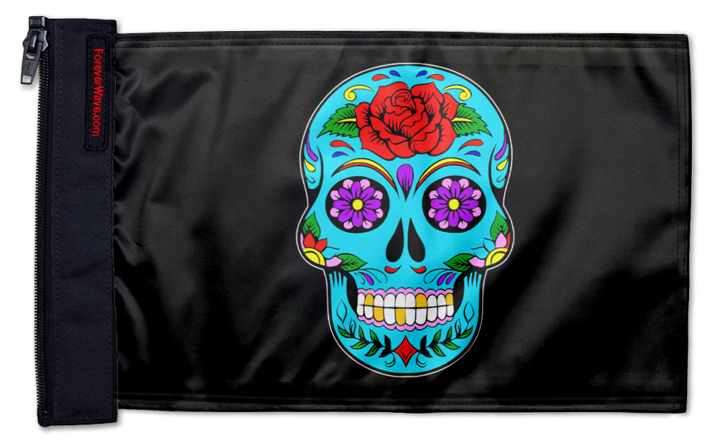 Sugar Skull 12"x18" Forever Wave Flag for Jeep Wrangler JL 2-Door 2018-Present