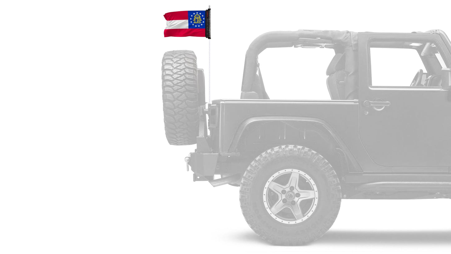 State Flag Georgia 12"x18" Forever Wave Flag for Jeep Wrangler JLU 4-Door 2018-Present