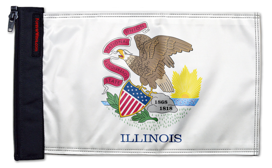 State Flag Illinois 12"x18" Forever Wave Flag for Jeep Wrangler JLU 4-Door 2018-Present