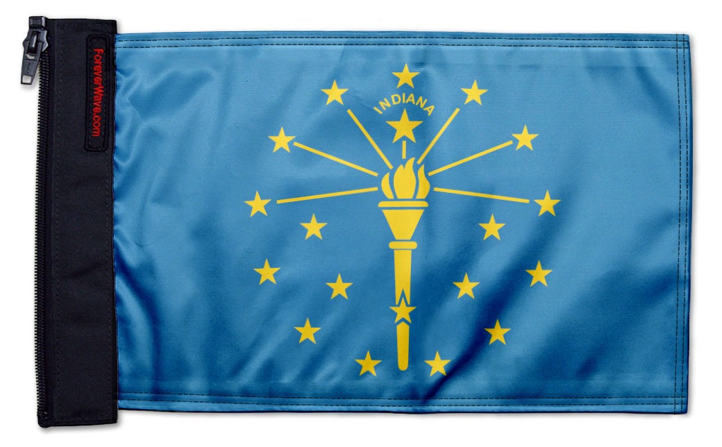 State Flag Indiana 12"x18" Forever Wave Flag for Jeep Wrangler JKU 4-Door 2007-2018