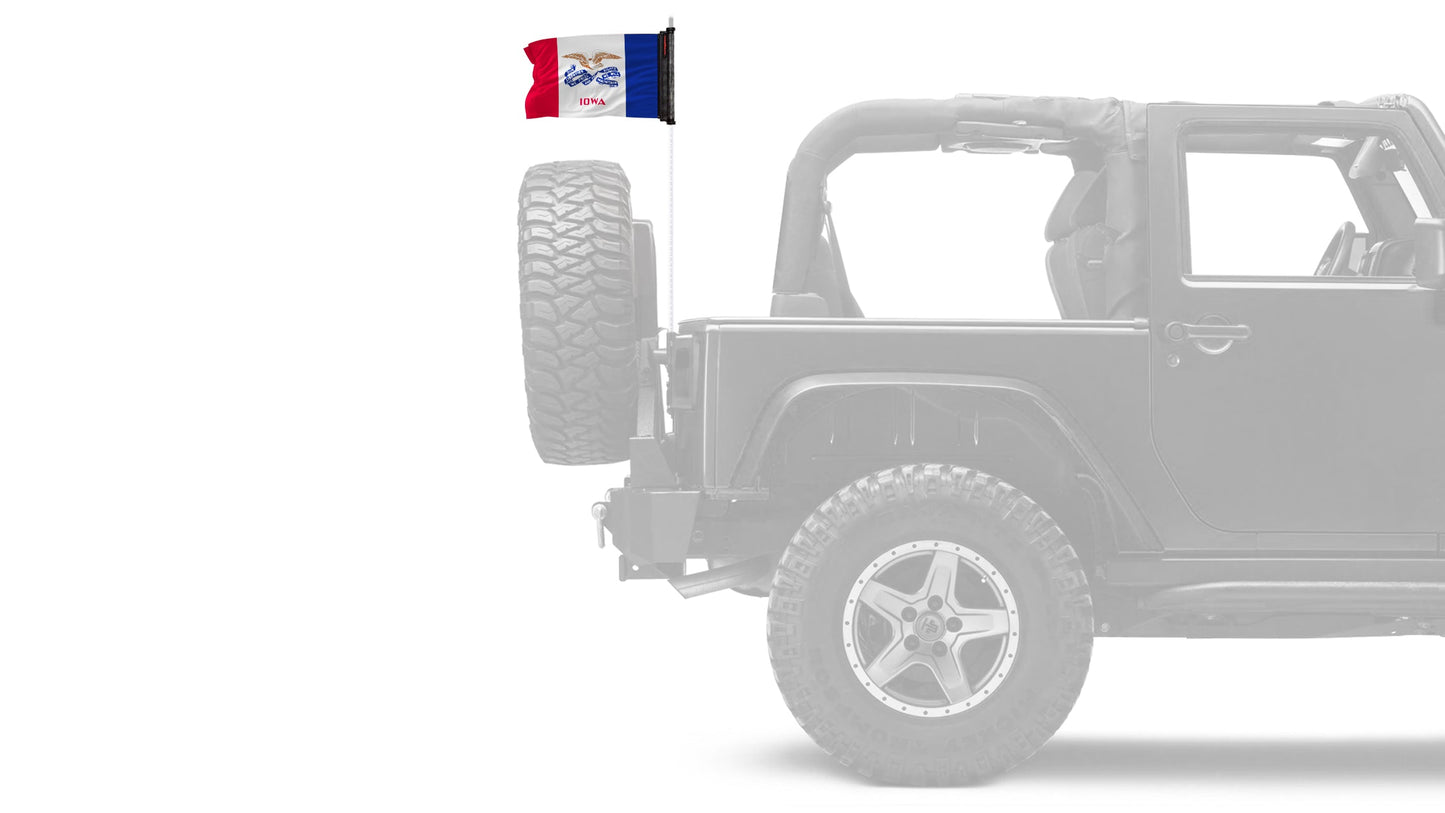 State Flag Iowa 12"x18" Forever Wave Flag for Jeep Wrangler JLU 4-Door 2018-Present