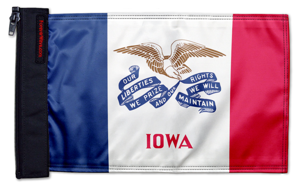 State Flag Iowa 12"x18" Forever Wave Flag for Jeep Wrangler JLU 4-Door 2018-Present