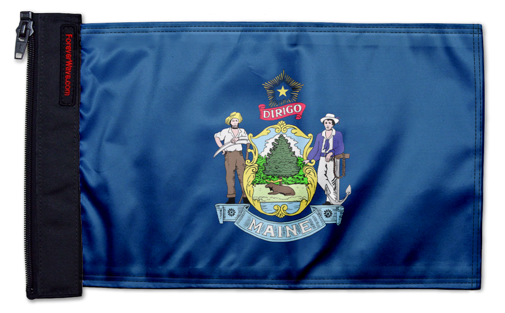 State Flag Maine 12"x18" Forever Wave Flag for Jeep Wrangler JKU 4-Door 2007-2018