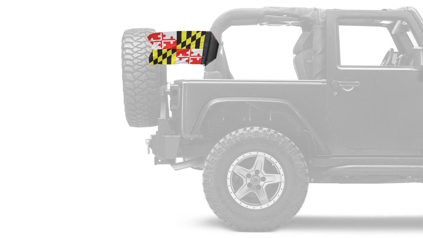 State Flag Maryland 12"x18" Forever Wave Flag for Jeep Wrangler JLU 4-Door 2018-Present