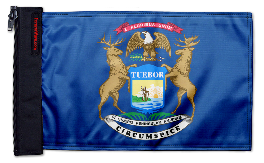 State Flag Michigan 12"x18" Forever Wave Flag for Jeep Wrangler JKU 4-Door 2007-2018