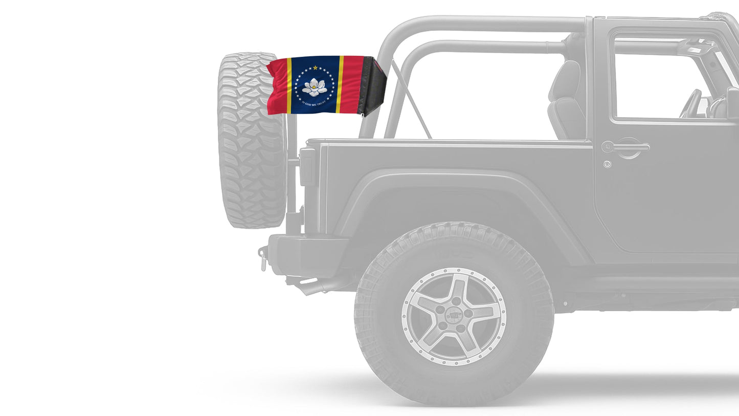 State Flag Mississippi Old Style 12"x18" Forever Wave Flag for Jeep Wrangler JK 2-Door 2007-2018