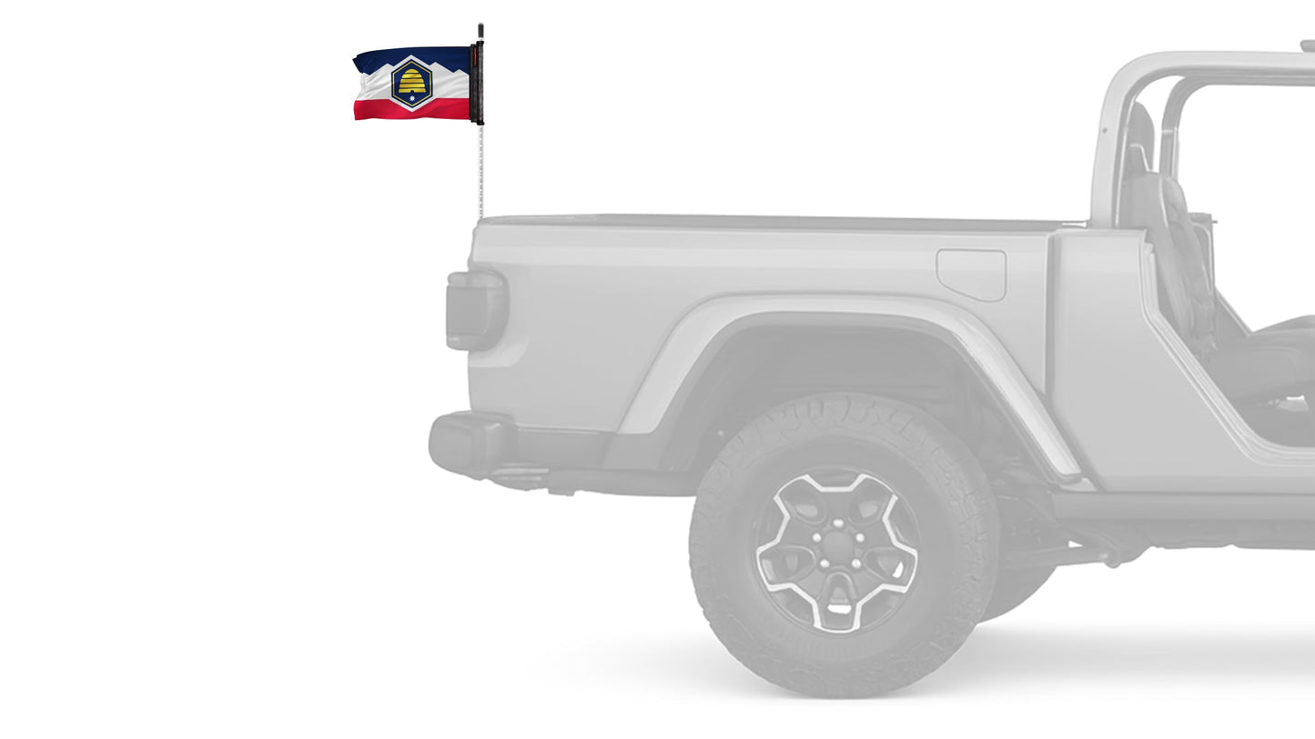State Flag Utah 12"x18" Forever Wave Flag for Jeep Wrangler JLU 4-Door 2018-Present
