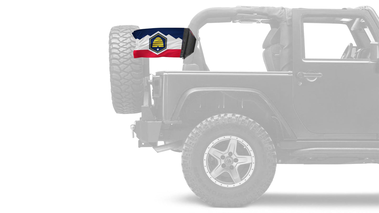 State Flag Utah 12"x18" Forever Wave Flag for Jeep Wrangler JLU 4-Door 2018-Present