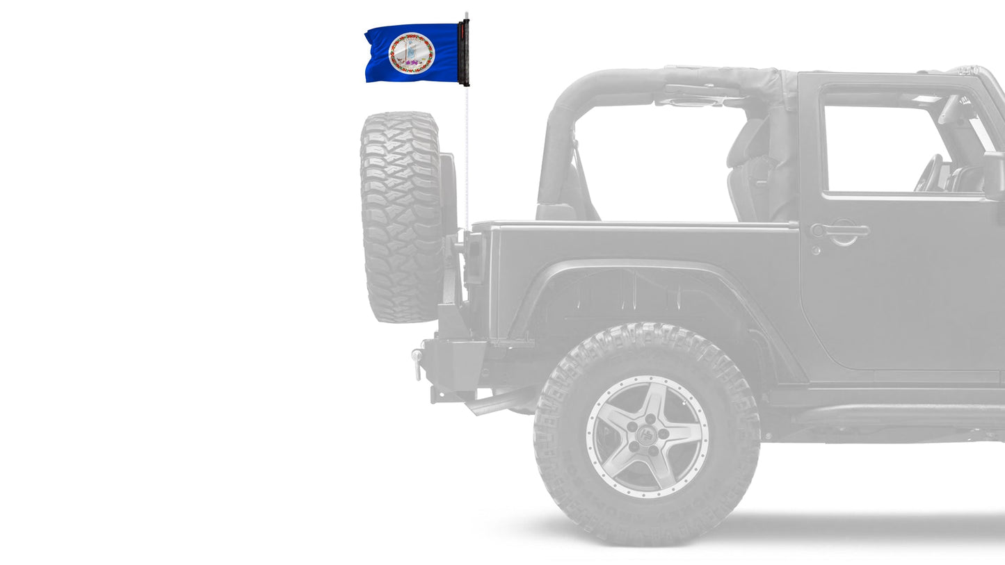 State Flag Virginia 12"x18" Forever Wave Flag for Jeep Wrangler CJ-7 and CJ-8 1976-1986
