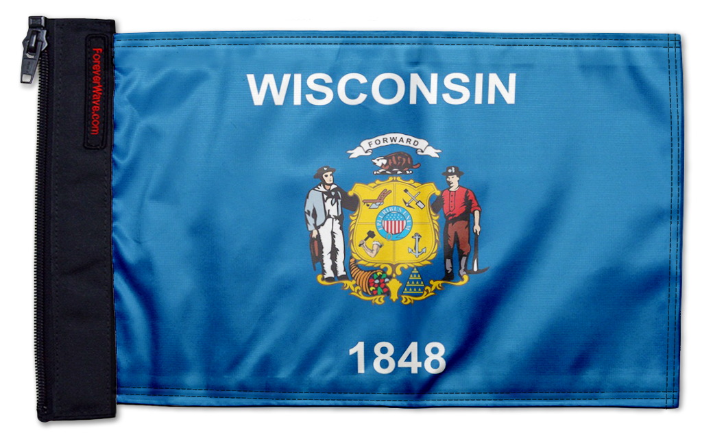 State Flag Wisconsin 12"x18" Forever Wave Flag for Jeep Wrangler JLU 4-Door 2018-Present