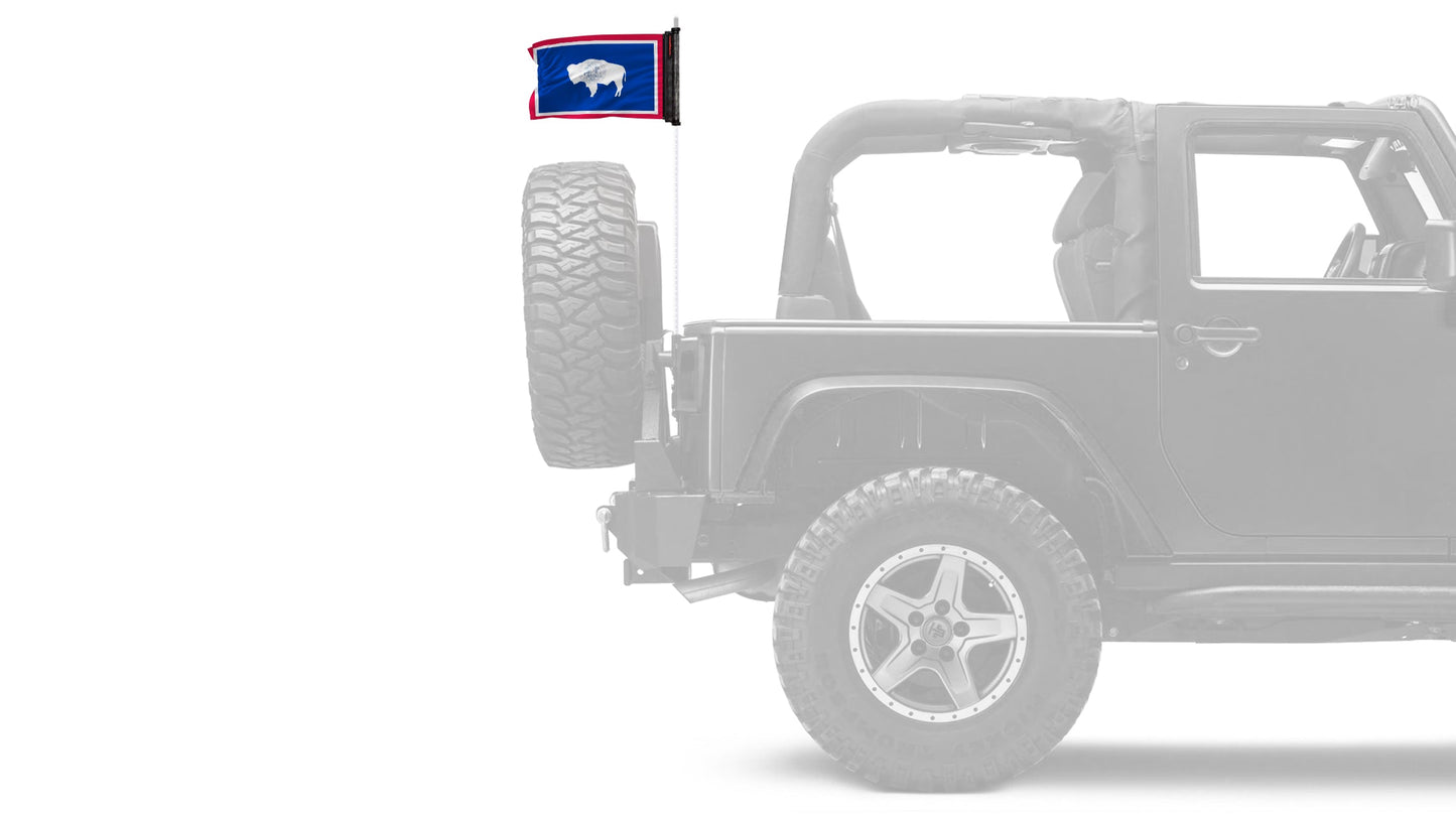 State Flag Wyoming 12"x18" Forever Wave Flag for Jeep Wrangler JKU 4-Door 2007-2018