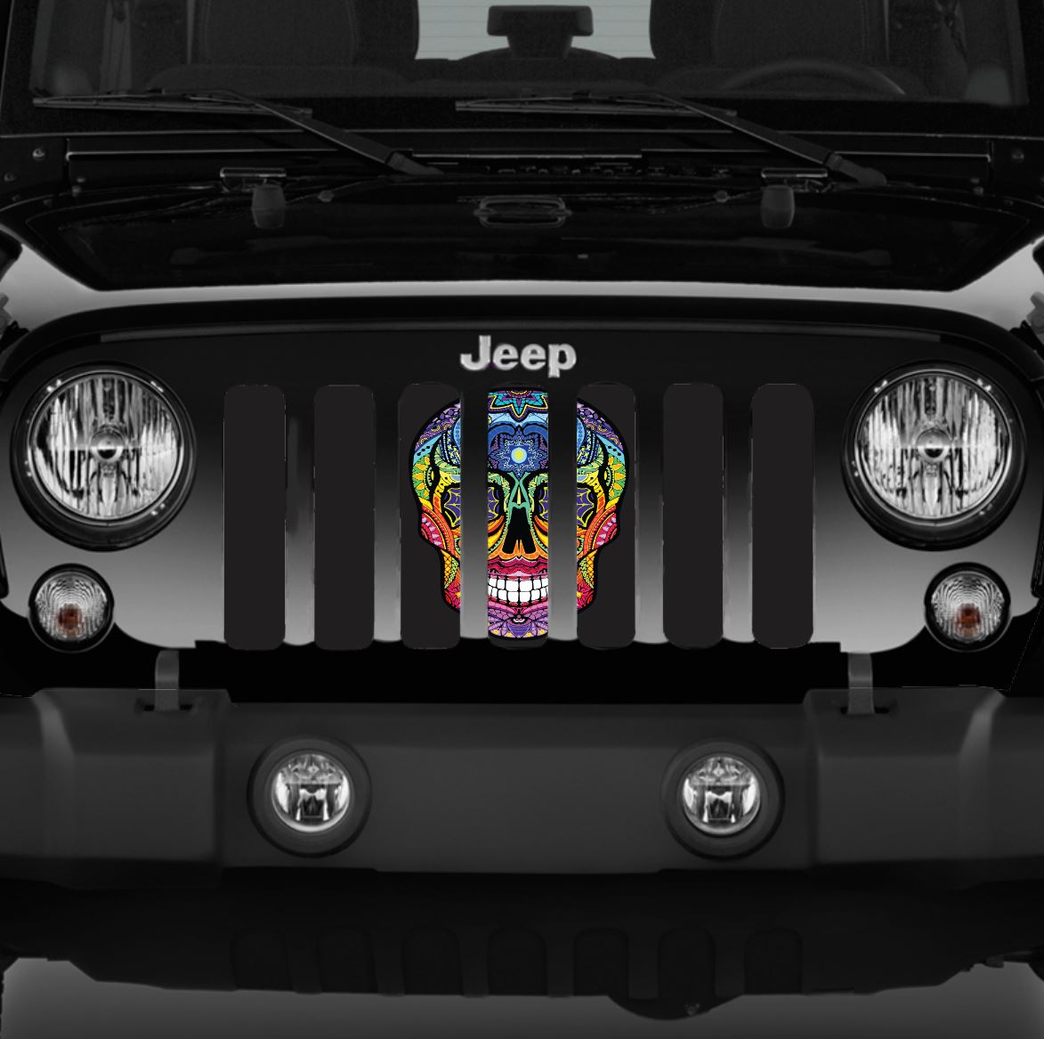 Sugar Skull Rainbow Grille Insert