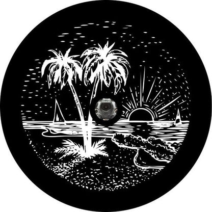 Sunset Scene on the Beach Custom Fit Spare Tire Cover (Any Color)