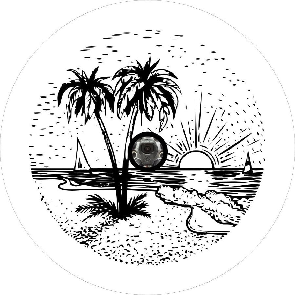 Sunset Scene on the Beach Custom Fit Spare Tire Cover (Any Color)
