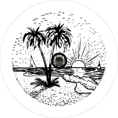 Sunset Scene on the Beach Custom Fit Spare Tire Cover (Any Color)