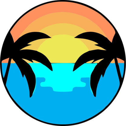 Sunset on the Water & Palm Trees Spare Tire Cover for Jeeps, Bronco, Campers, Vans & More