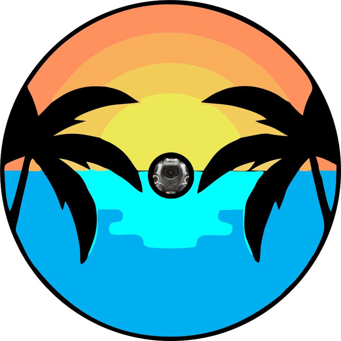 Sunset on the Water & Palm Trees Spare Tire Cover for Jeeps, Bronco, Campers, Vans & More