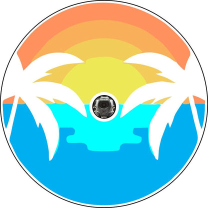 Sunset on the Water & Palm Trees Spare Tire Cover for Jeeps, Bronco, Campers, Vans & More