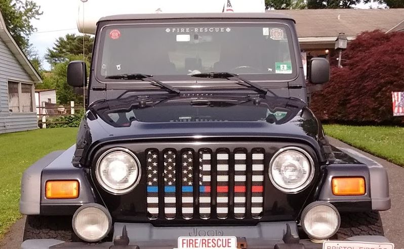 American Black and White Back the Blue and Red Grille Insert
