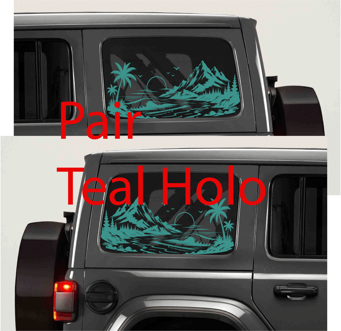 Teal Holographic Custom Mountain/Wave Window Graphics