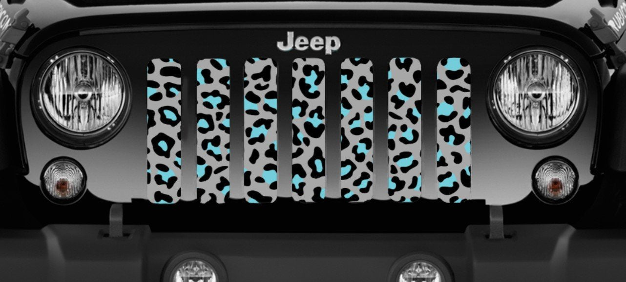 Platinum Teal Leopard Print Grille Insert