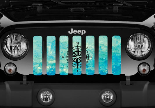 Teal Swirl Compass Grille Insert