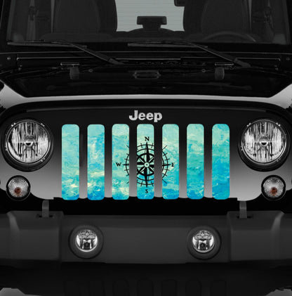 Teal Swirl Compass Grille Insert