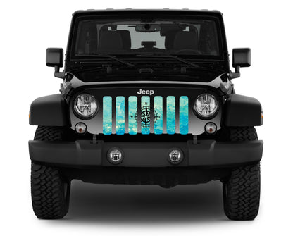 Teal Swirl Compass Grille Insert
