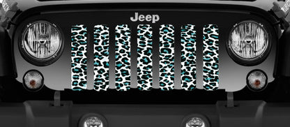 Teal White Leopard Print Grille Insert