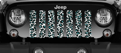 Platinum Teal White Leopard Print Grille Insert