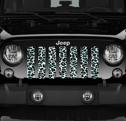 Teal White Leopard Print Grille Insert