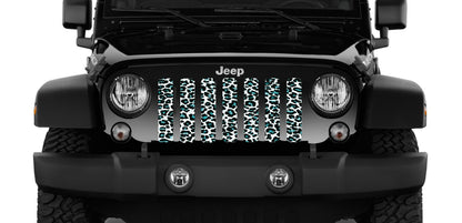 Teal White Leopard Print Grille Insert
