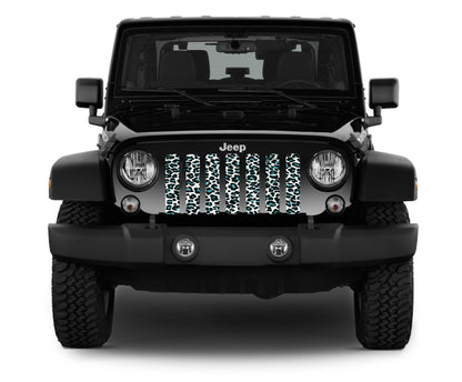 Teal White Leopard Print Grille Insert