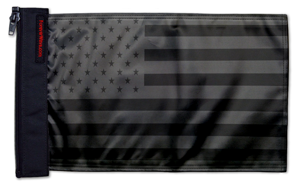 USA Black 12"x18" Forever Wave Flag for Jeep Wrangler JLU 4-Door 2018-Present