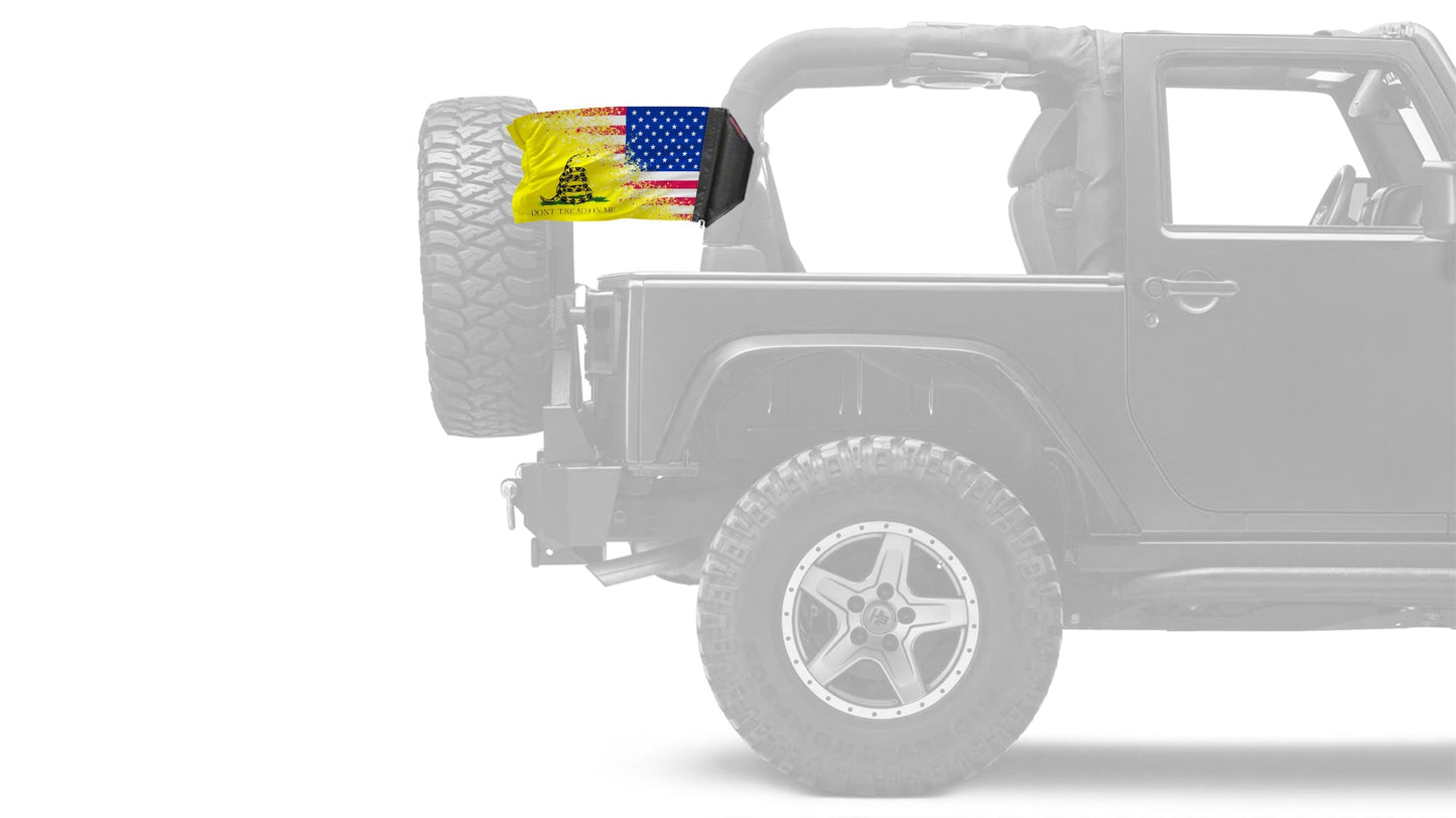 USA Gadsden 12"x18" Forever Wave Flag for Jeep Wrangler JLU 4-Door 2018-Present