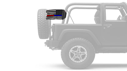 USA Subdued Thin Blue-Red Line 12"x18" Forever Wave Flag for Jeep Wrangler JKU 4-Door 2007-2018