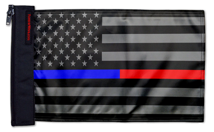 USA Subdued Thin Blue-Red Line 12"x18" Forever Wave Flag for Jeep Wrangler JLU 4-Door 2018-Present