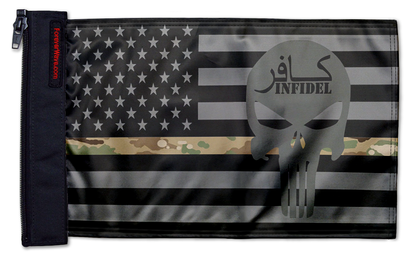USA Subdued Thin Camo Line Infidel 12"x18" Forever Wave Flag for Jeep Wrangler JKU 4-Door 2007-2018