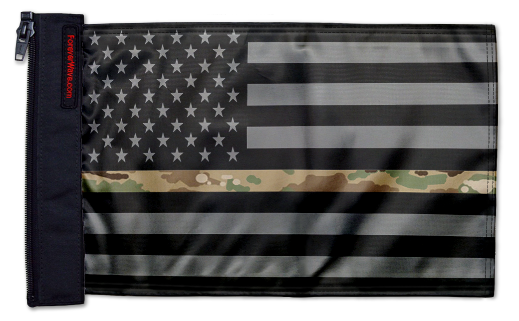 USA Subdued Thin Camo Line 12"x18" Forever Wave Flag for Jeep Wrangler JKU 4-Door 2007-2018
