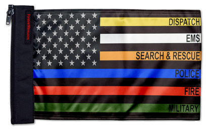 USA Subdued First Responders 12"x18" Forever Wave Flag for Jeep Wrangler JLU 4-Door 2018-Present