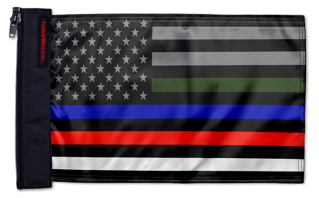 USA Subdued Honor The 4 12"x18" Forever Wave Flag for Jeep Wrangler JLU 4-Door 2018-Present
