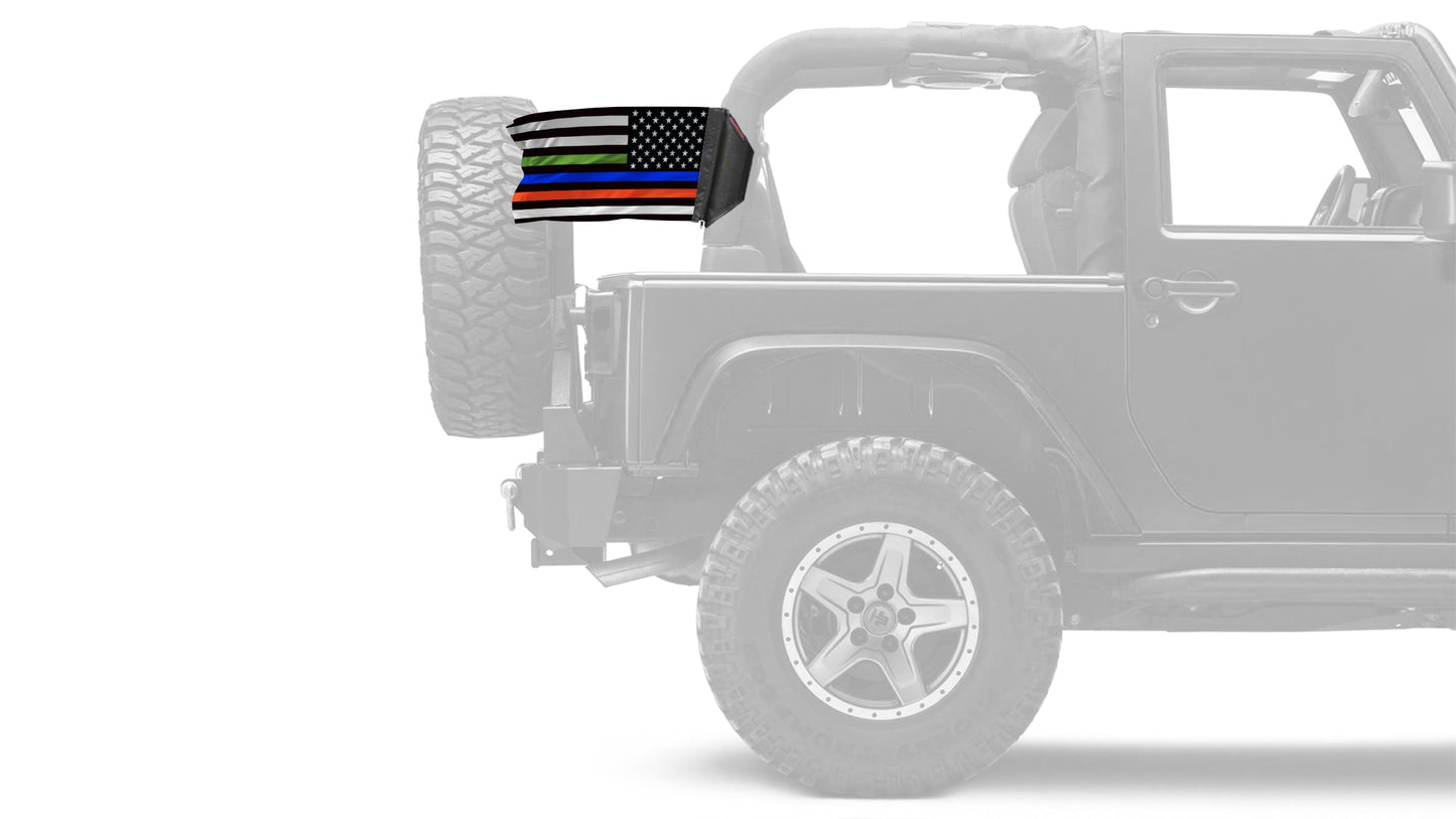 USA Subdued Honor The 4 12"x18" Forever Wave Flag for Jeep Wrangler JLU 4-Door 2018-Present