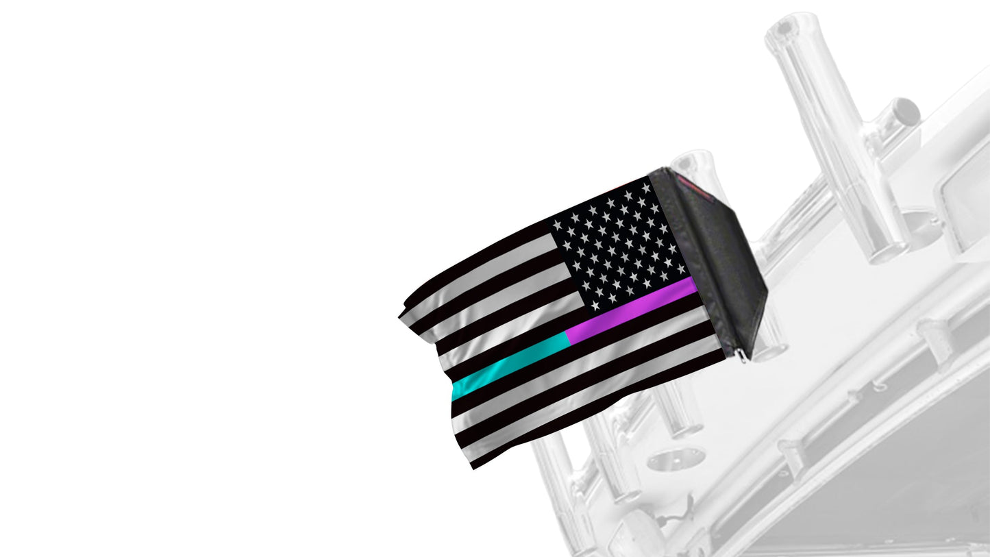 USA Subdued Thin Purple-Teal Line 12"x18" Forever Wave Flag