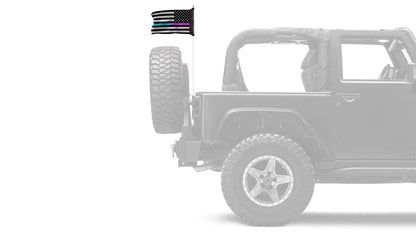 USA Subdued Thin Purple-Teal Line 12"x18" Forever Wave Flag for Jeep Wrangler JLU 4-Door 2018-Present